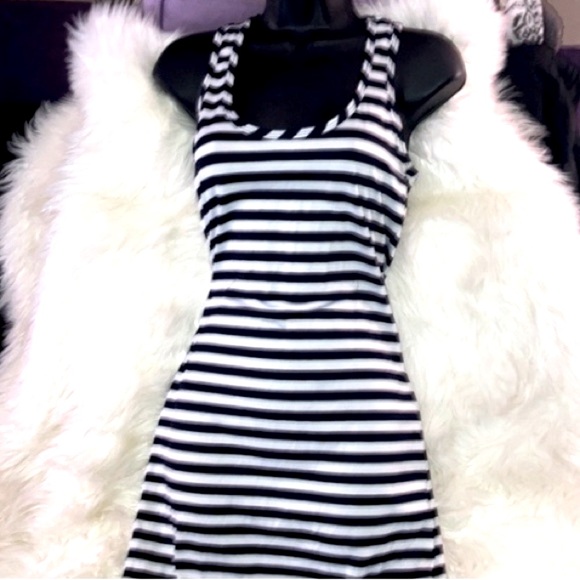 STELLA CRUZ Black White Striped Maxi Tank Dress - Picture 1 of 16